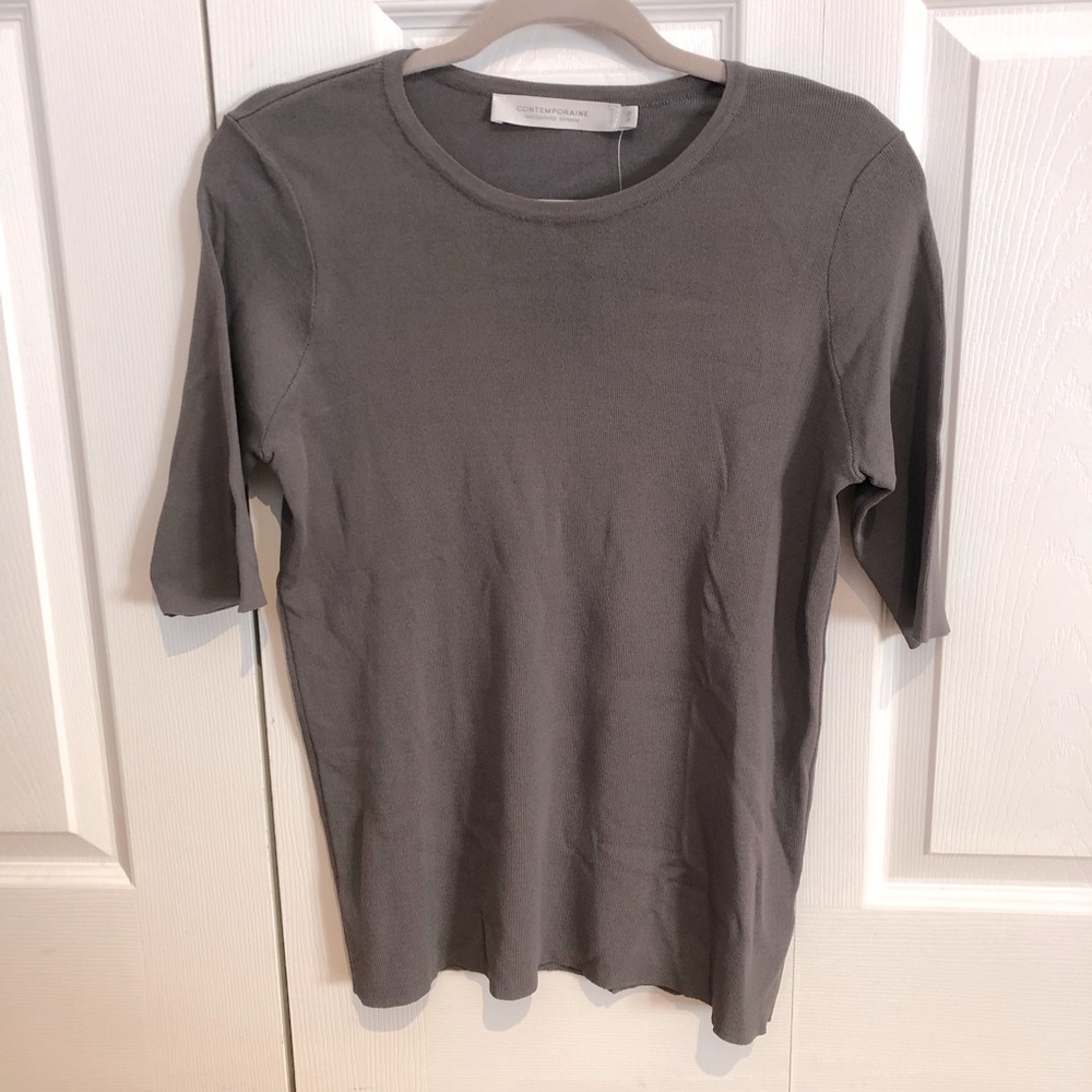 ☀️ NWT Simons Contemporaine Grey Knit Half Sleeve Sweater in Size Medium